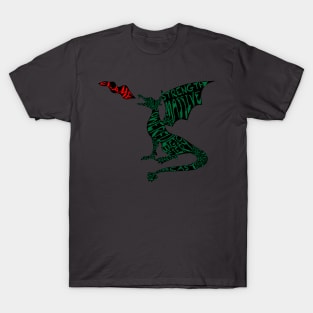 Dragon Typography - black background T-Shirt